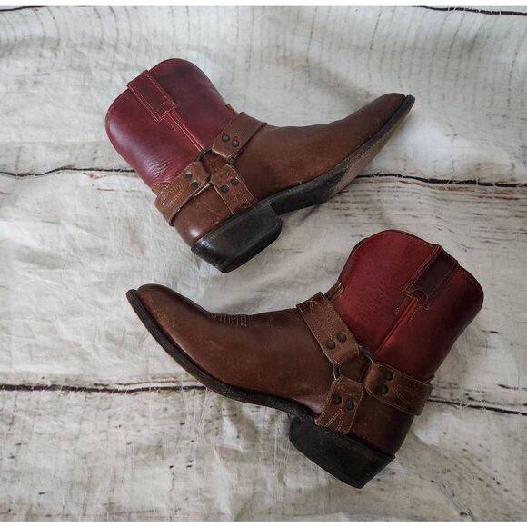 Frye Billy Short Western 2 Tone Harness Boot Size 10B - Picture 2 of 7